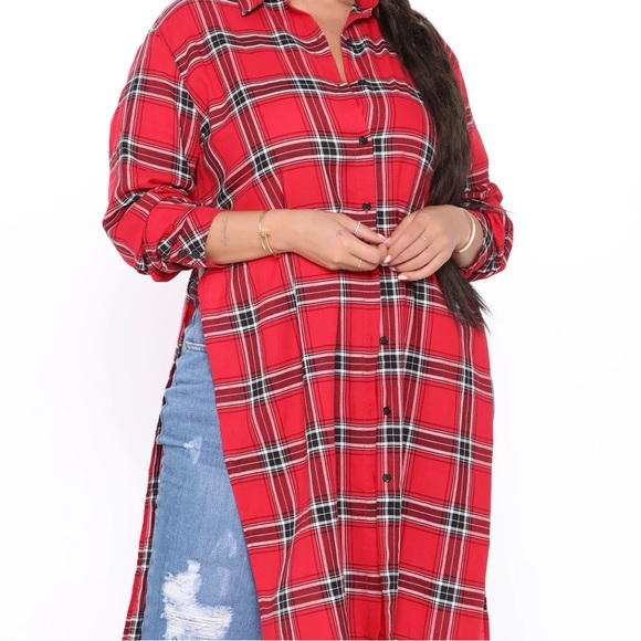 Red Plaid Maxi Top - Picture 2 of 6